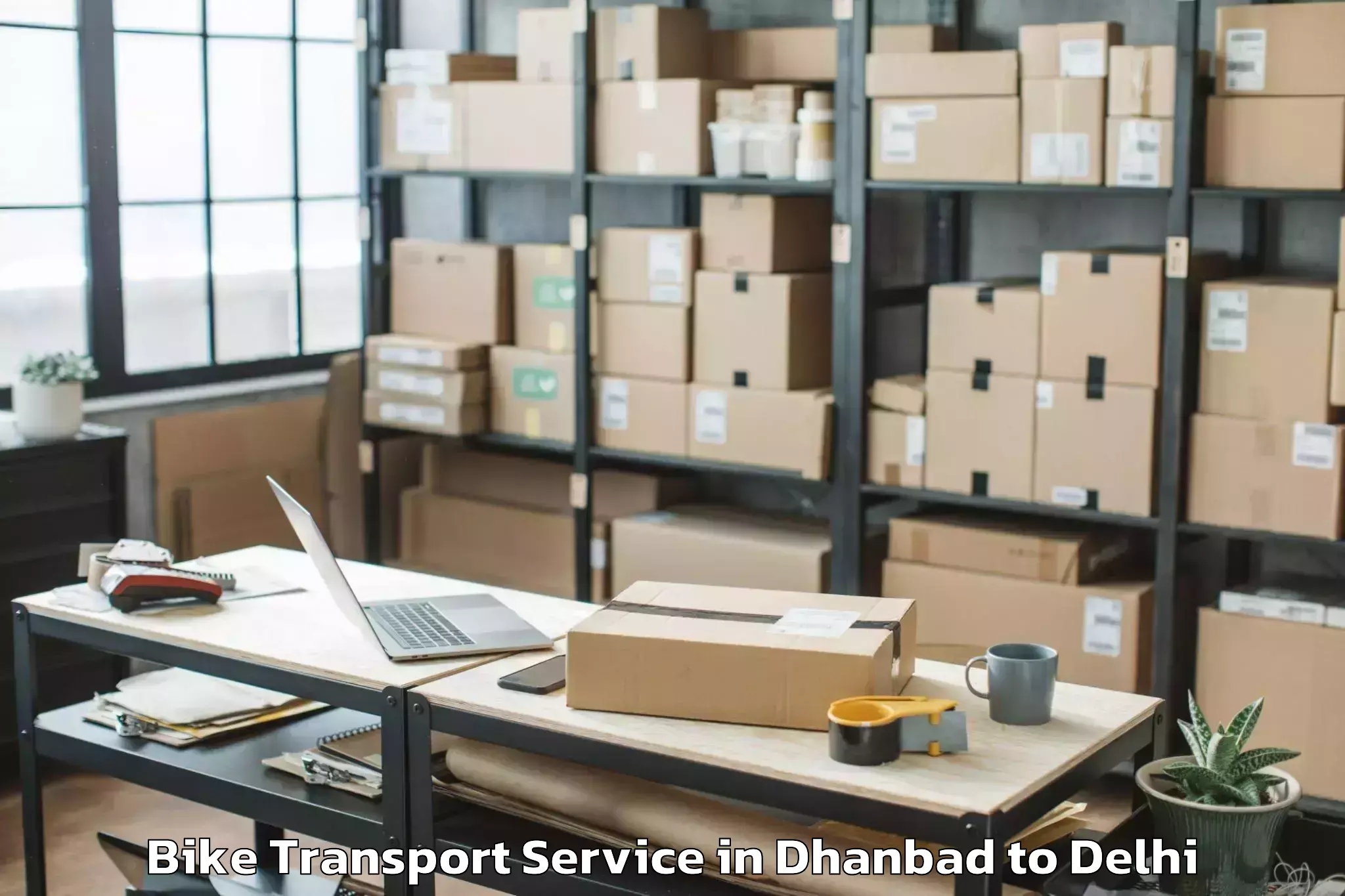 Book Dhanbad to Ambience Mall Rohini Bike Transport